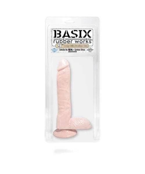Basix Rubber Works 9 Inch Dong With Suction Cup - Flesh