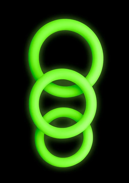 Ouch! Glow in the Dark 3-Piece Cock Ring Set