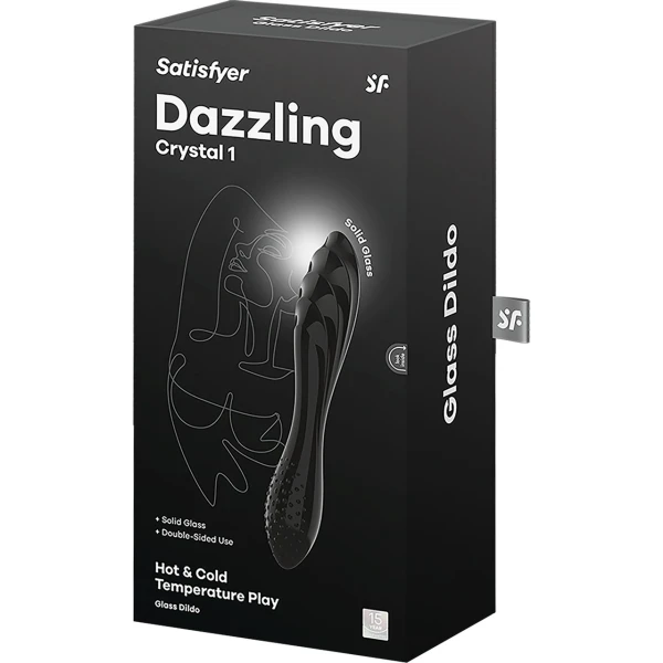 Satisfyer 7.25" Dazzling Crystal 1 Double-Sided Glass G-Spot Dildo - Black