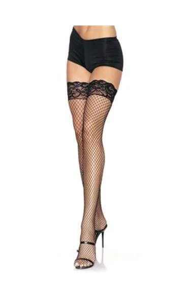 Industrial Net Stay Up Thigh Highs - One Size - Black