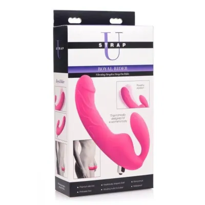 Royal Rider Vibrating Strapless Strap on Dildo Pink