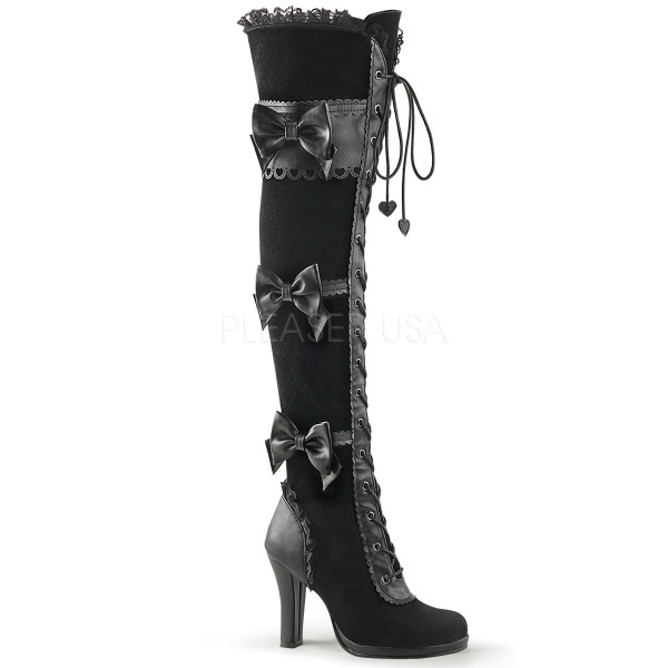 3 3/4 inches Heel, 1/2 inches P/F Goth Lolita Over-the-Knee Boot W/ Bows