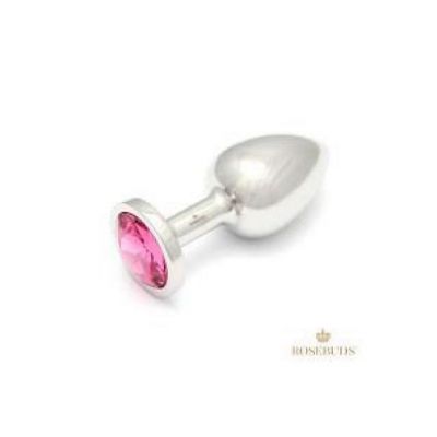 Rosebud Stainless Steel Crystal Plug Large