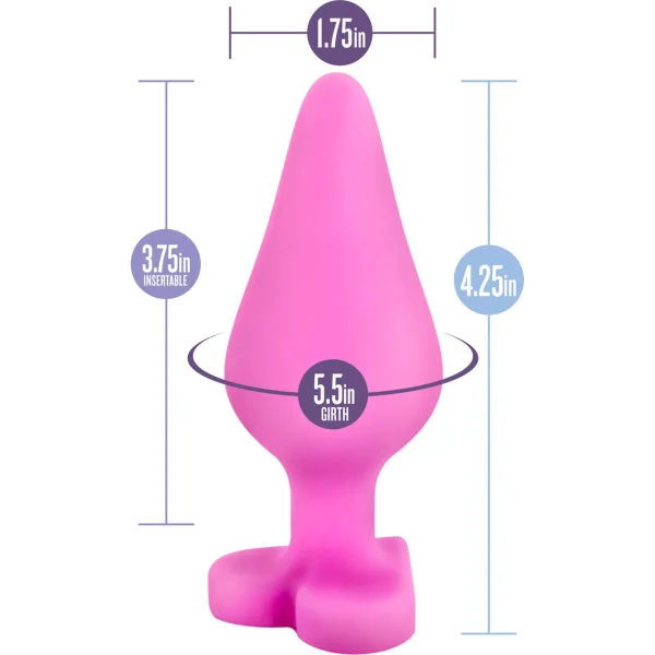 Play With Me Naughtier Candy Heart Silicone Butt Plug By Blush - Ride Me Pink — image 5 of 6