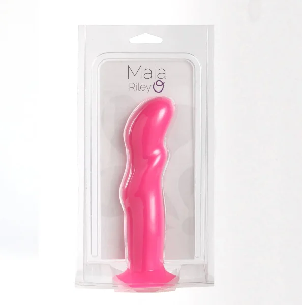 Riley Silicone Swirled Dong - Neon Pink