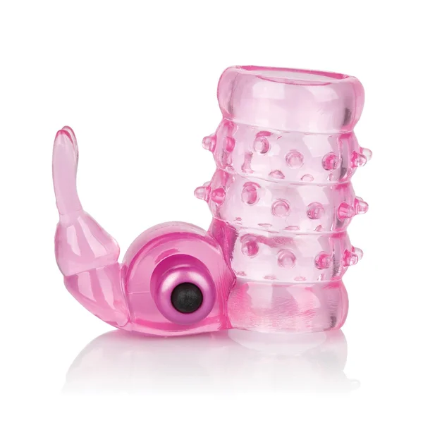 Basic Essentials Stretchy Vibrating Bunny Enhancer - Pink — image 17 of 18