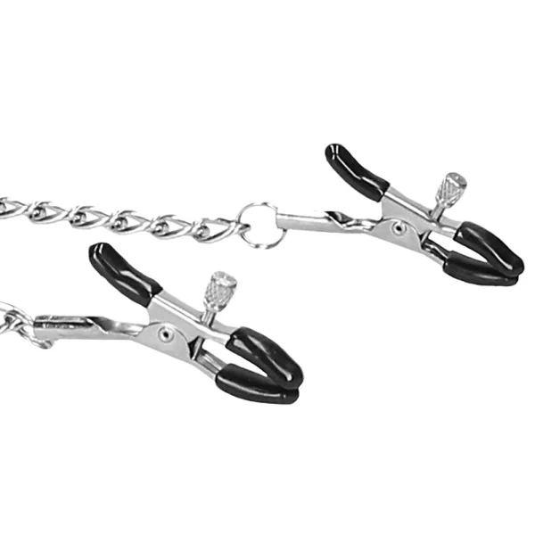 Black & White Velcro Collar With Nipple Clamps