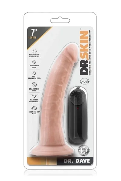 Blush Dr. Skin Dr. Dave Vanilla 7 Inch Vibrating Cock with Suction Cup