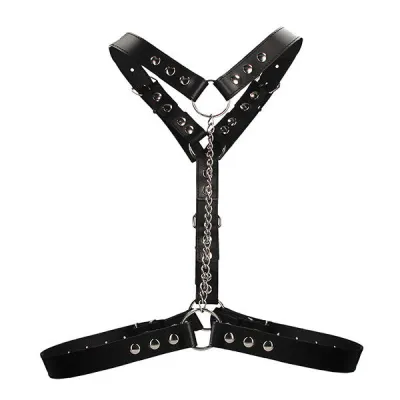 Ouch Twisted Bit Leather Harness OS Black
