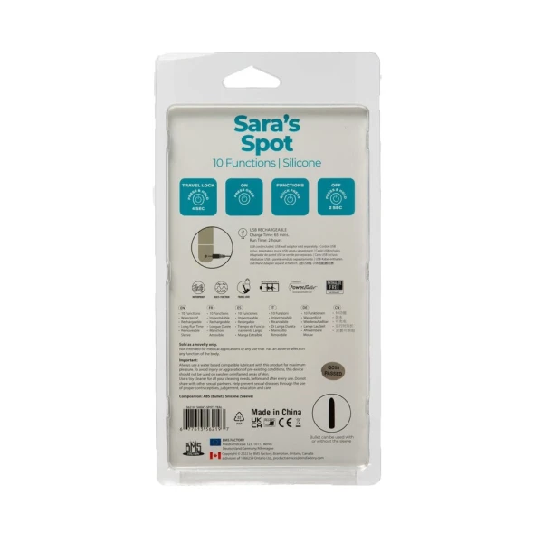 Sara's Spot Rechargeable Bullet With Removable G-spot Sleeve Teal