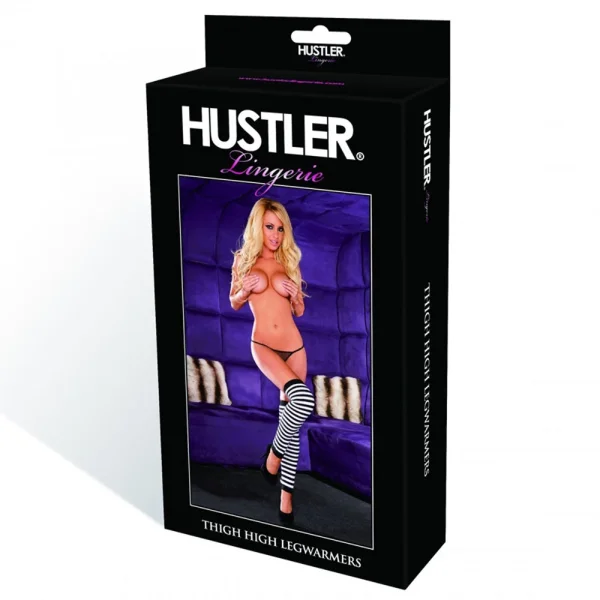 Hustler Leg Warmer White/Black Thigh Hi