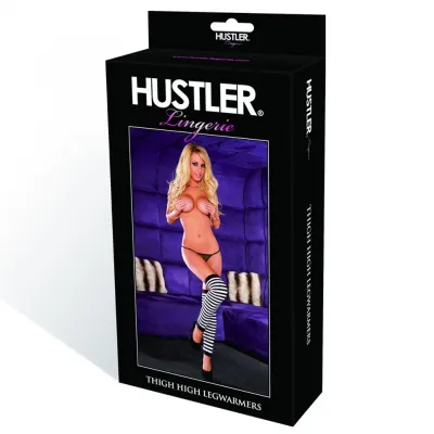 Hustler Leg Warmer White Black Thigh Hi
