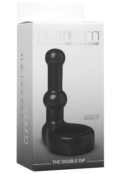 Platinum Silicone - The Double Dip Double Penetration Cock Ring - Black