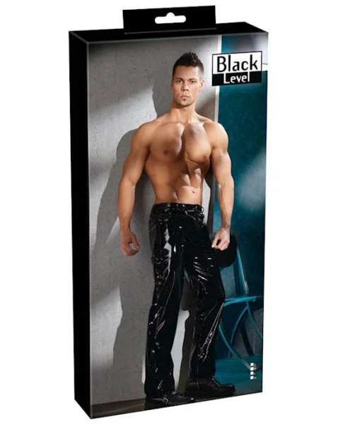 Troy Mens Vinyl Trousers - Black - Small