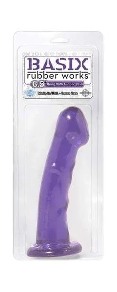 Basix Rubber Works - 6.5 Inch Dong With Suction Cup - Purple