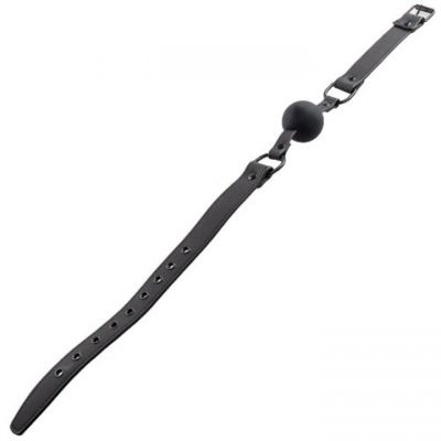 Bondara Matte PU Black Silicone Ball Gag with D Rings