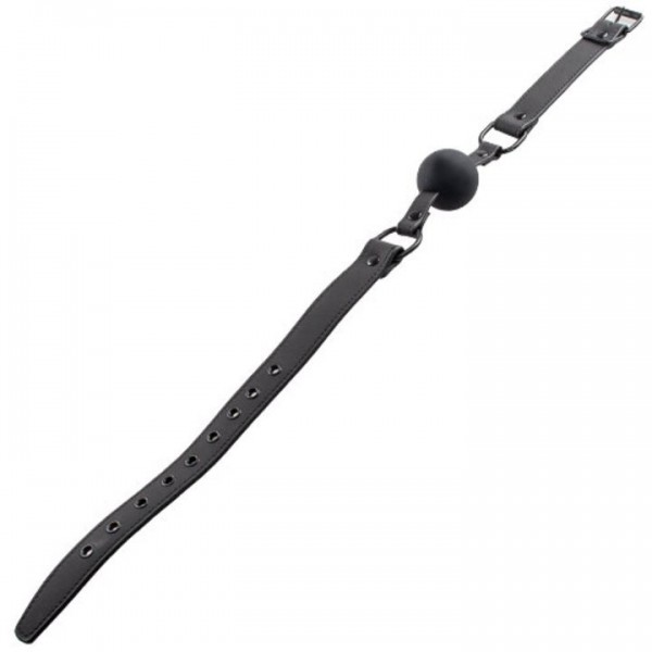 Bondara Matte PU Black Silicone Ball Gag with D-Rings