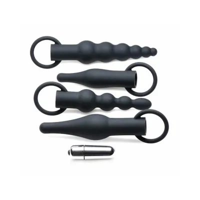 Master Series Premium Ringed Rimmers 3x Rimming Anal Training Set Black 6 Inch