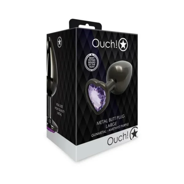 Butt Plugs: Shots Ouch! Heart Gem Butt Plug Large Gunmetal/amethyst