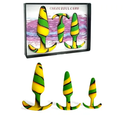 Colourful Camo Sail 3 piece Butt Plug Training Kit