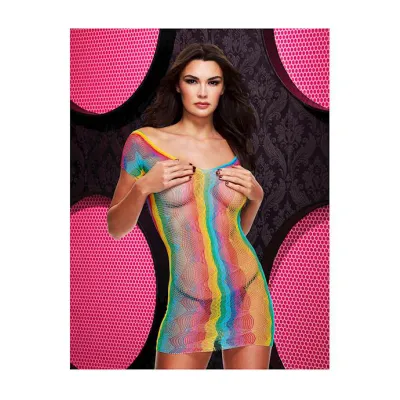Rainbow Jacquard Lace Mini Dress Rainbow O s