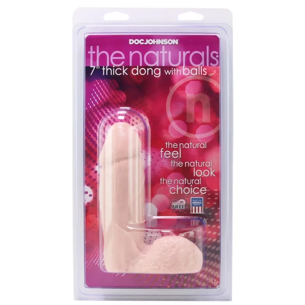 Naturals 7 inch. Thick Dong with Balls - Flesh