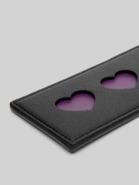 Bondage Boutique Faux Leather Luxury Spanking Paddle Purple Hearts