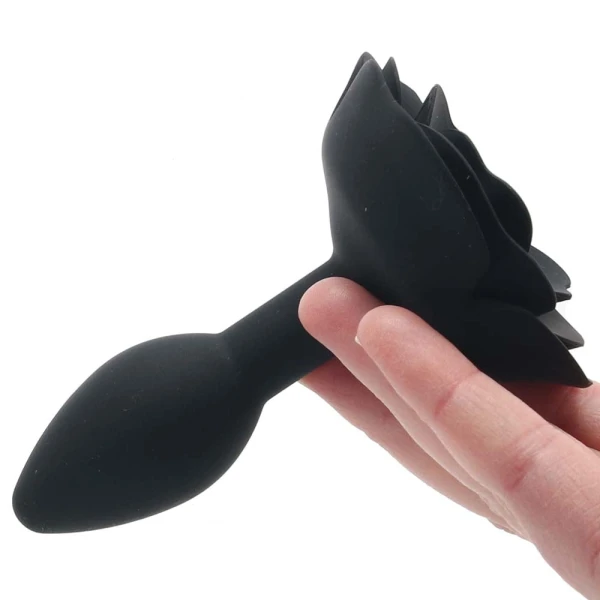Forbidden Small Rose Silicone Butt Plug By CalExotics - Black