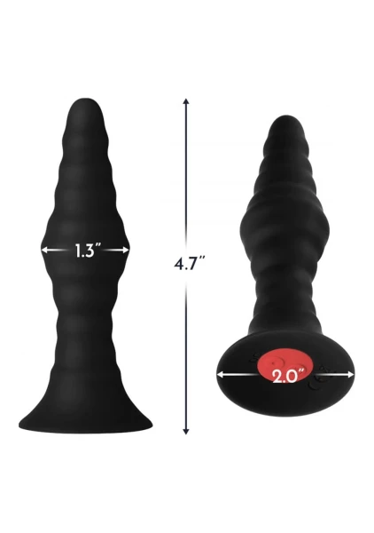 Forto Vibrating Ribbed Butt Plug with Remote — image 4 of 6