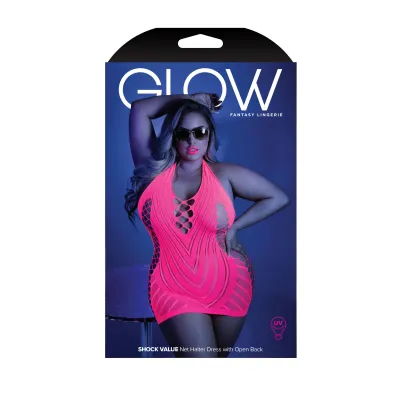 Shock Value Halter Dress Queen Neon Pink