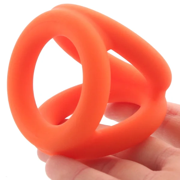 Alpha Liquid Silicone Tri-Ring Cock Ring By CalExotics - Orange