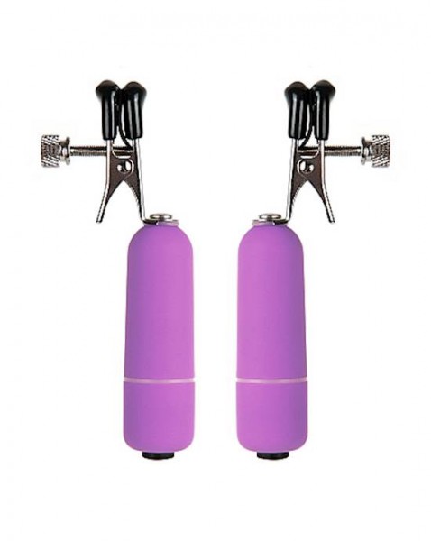 Vibrating Nipple Clamps - Purple - One Size