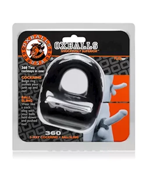 360 Cockring And Ballsling Black — image 10 of 12