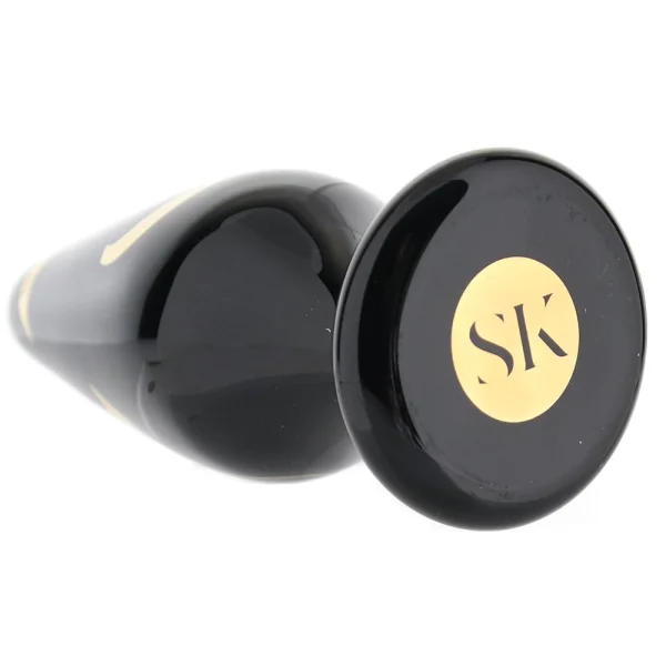 Secret Kisses Handblown Glass Anal Plug 4.5" Advanced - Black & Gold
