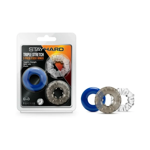 Stay Hard Triple Stretch 3pk Cock Rings — image 15 of 15