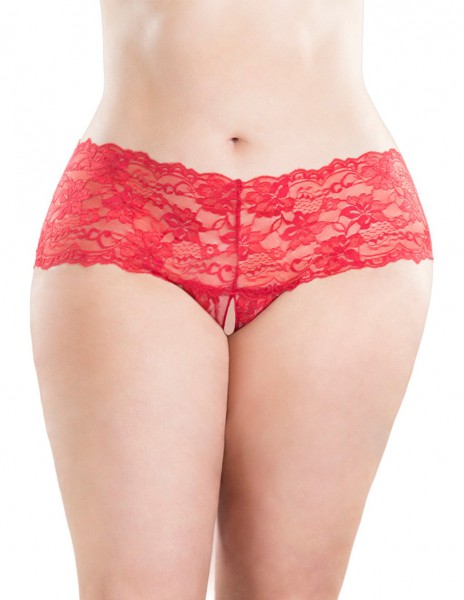 Oh La La Cheri Lace Crotchless Boyshort With Elastic Detail