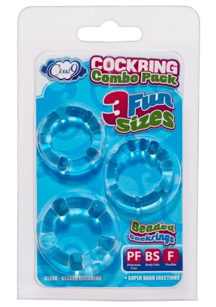 Cloud 9 - Cockring Combo Beaded Black