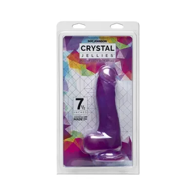 Doc Johnson Crystal Jellies 7 5 Inch Master Cock With Balls Purple 7 5 Inch