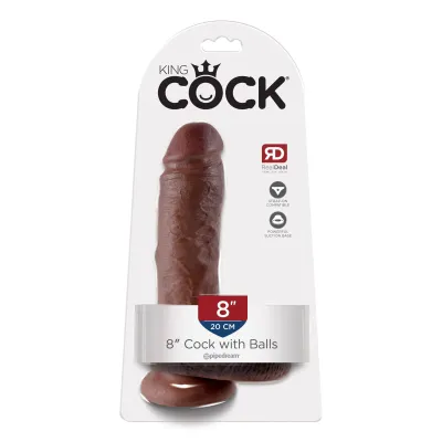 King Cock 8 Inch Cock With Balls Brown