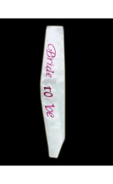 Sash Bride To Be White Flashing