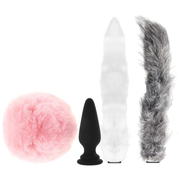 Tailz Snap-On Silicone Anal Plug & 3 Interchangeable Tails