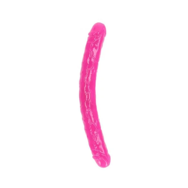 Couples Dildos: Realrock Glow In The Dark Double Dong 15 In. Dual-ended Dildo Neon Pink