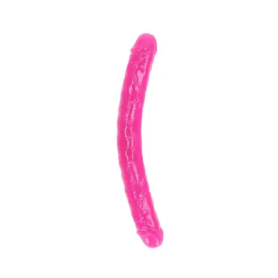 Couples Dildos Realrock Glow In The Dark Double Dong 15 In Dual ended Dildo Neon Pink