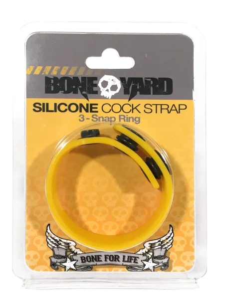 Boneyard Silicone Cock Strap - 3 Snap Ring - Yellow