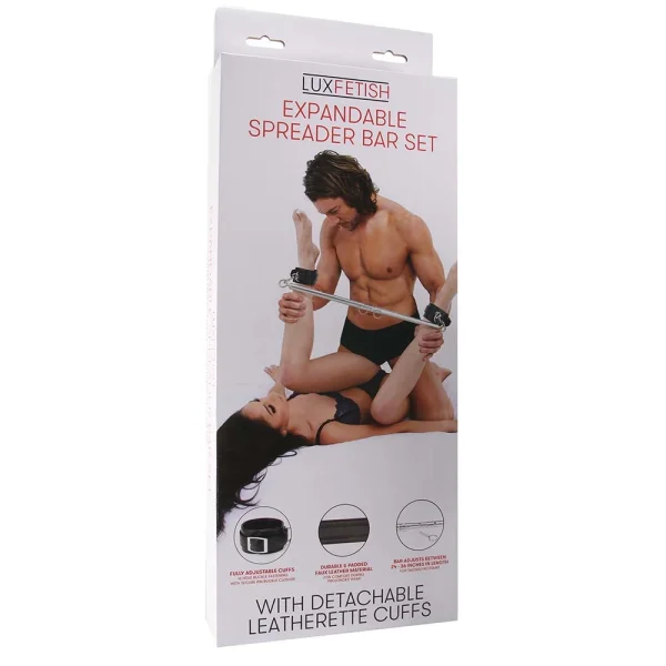 Expandable Spreader Bar Set 35" - 47" With Detachable Leatherette Cuffs