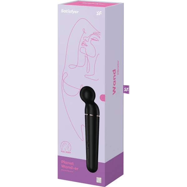 Satisfyer Planet Wand-er Silicone Rechargeable Waterproof Wand Style Vibrator - Black