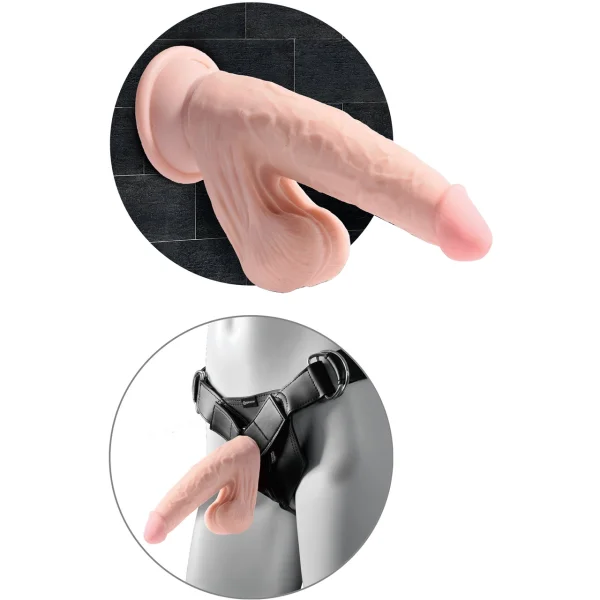 King Cock Plus 7" Triple Density Cock With Swinging Balls & Suction Cup Base - Vanilla