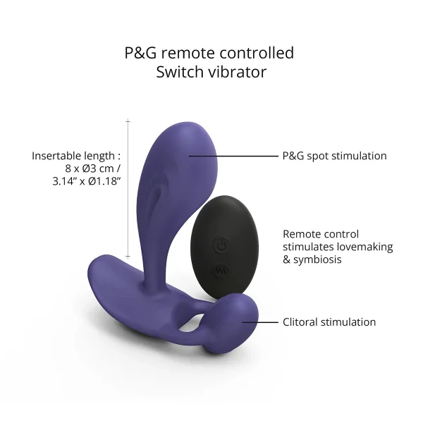 Love To Love Witty Rechargeable Silicone G-Spot / P-Spot Vibrator With Clitoral Stimulator - Midnight Indigo