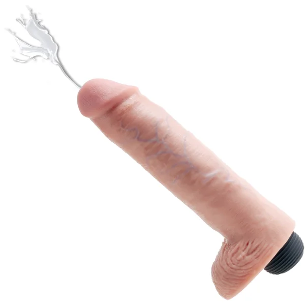 King Cock 10" Squirting Cock With Balls - Vanilla