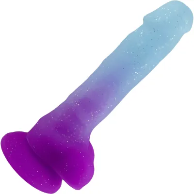Cotton Candy Sour Baller 6 75 Silicone Suction Cup Dildo With Balls Aqua Purple